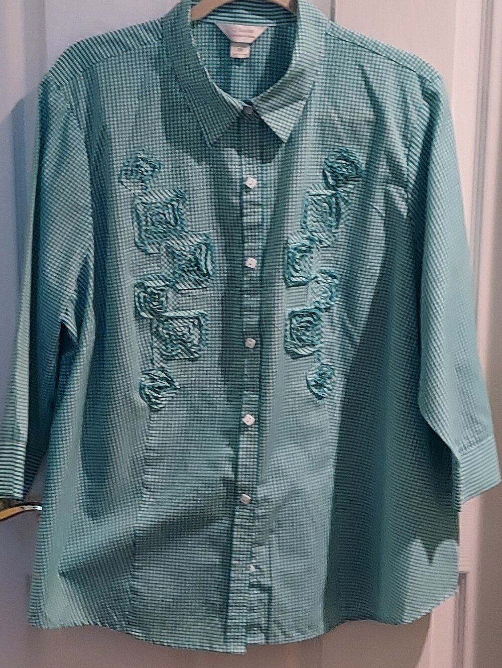 C J Banks Tourquoise Gingham Checked Blouse